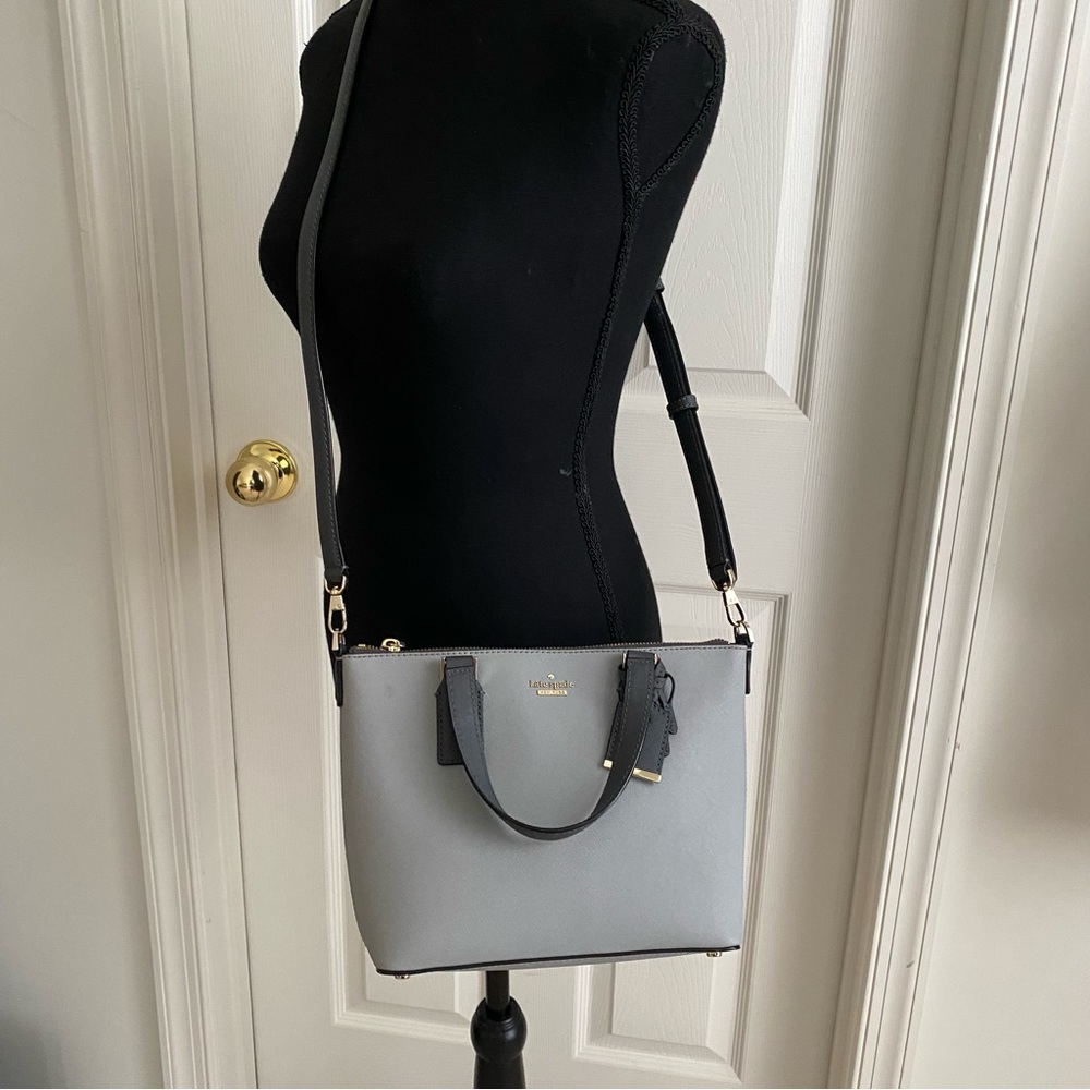 Kate Spade crossbody two tone bag light and dark gray.